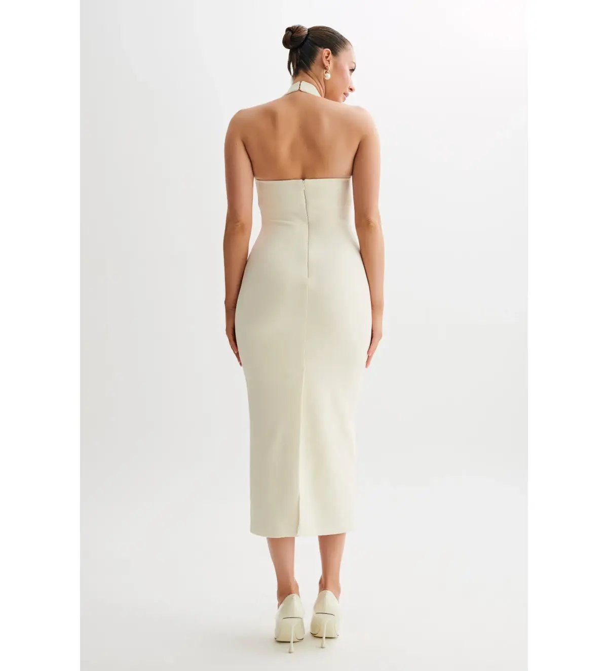 Meshki Amelita Midi Dress In Ivory Size 6/XS photo 3