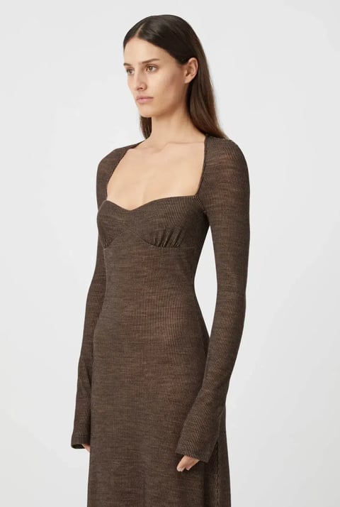 Camilla and Marc Valle Wool Maxi Dress Chocolate Brown Size 10 photo 2