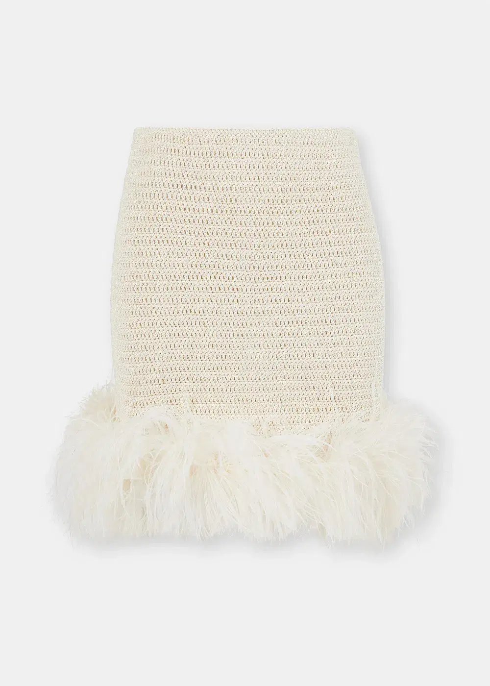 Magda Butrym Feather Crochet Mini Skirt cream and crochet T-shirt  Size 36 / Au 8 photo 2