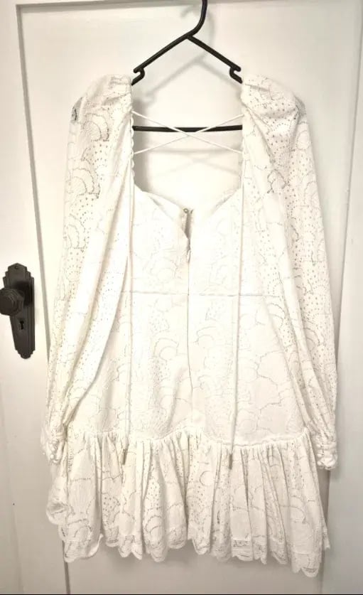 Acler White Mini Dress with Lace Detailing photo 2