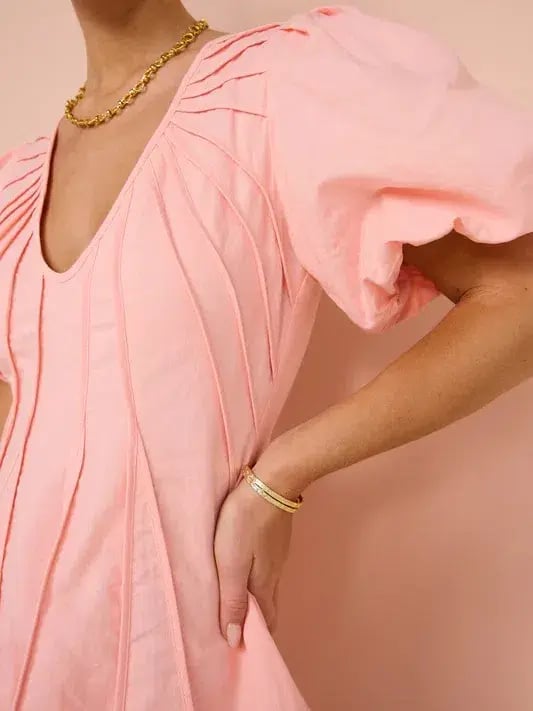 By Nicola Sea Loving Short Sleeve Mini Dress Rockmelon Pink Size 6 photo 4
