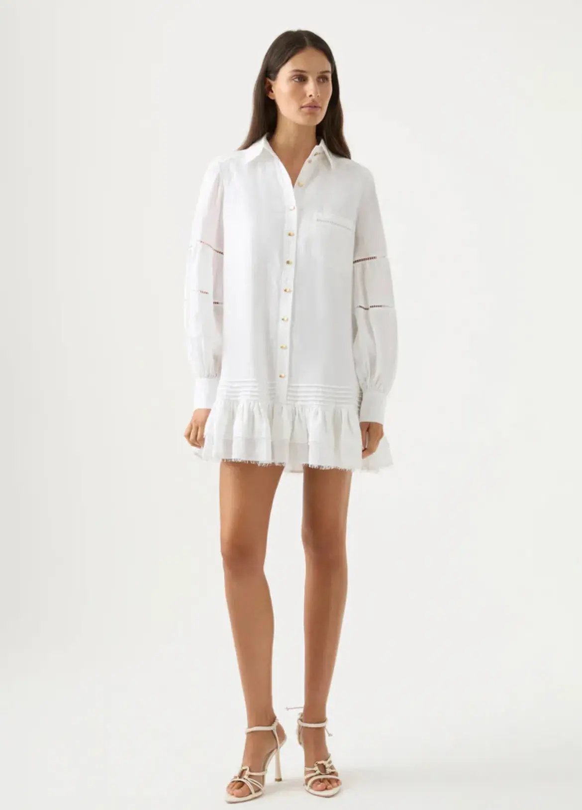 Aje Lotus Shirt Mini Dress White Size AU 10 photo 5
