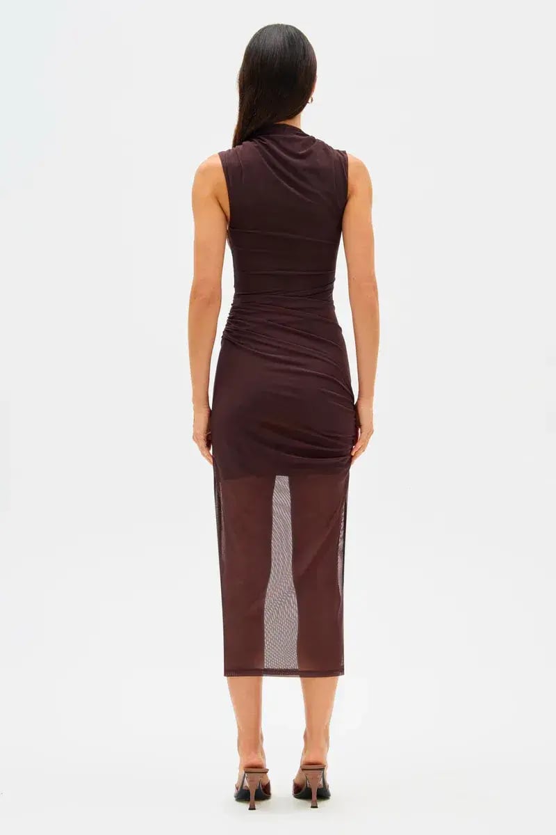Misha Tillie Mesh Midi Dress Brown Size 8/S photo 4