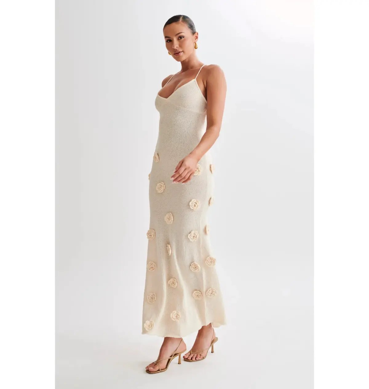 Meshki Suki Knit Maxi Dress With Flowers Nude Size Small / AU 8 photo 3