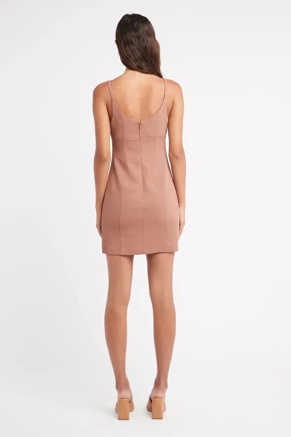 Kookai Oyster Scoop Neck Mini Dress Brown Size 8 photo 2