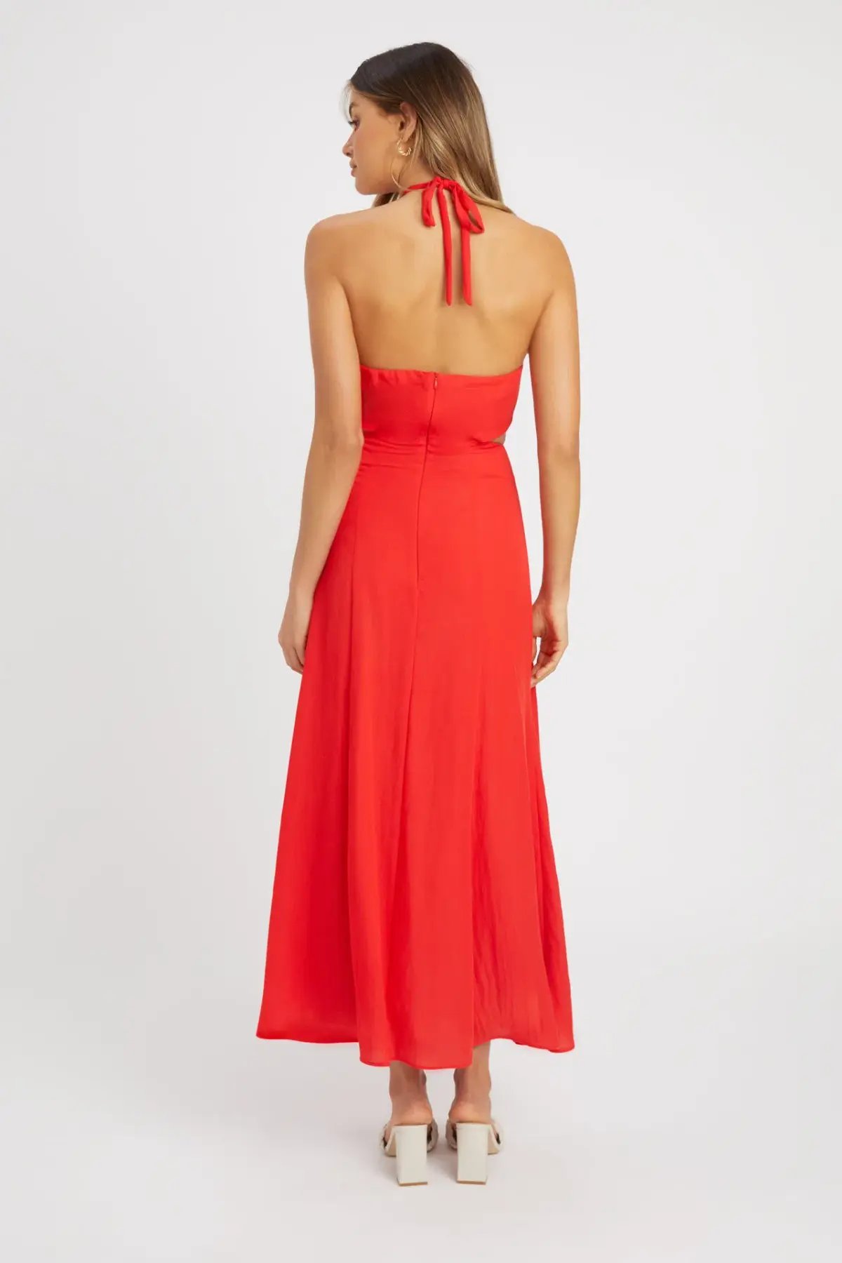 Kookai Hayman Cut Out Midi Dress Chilli Red Size 8 photo 2