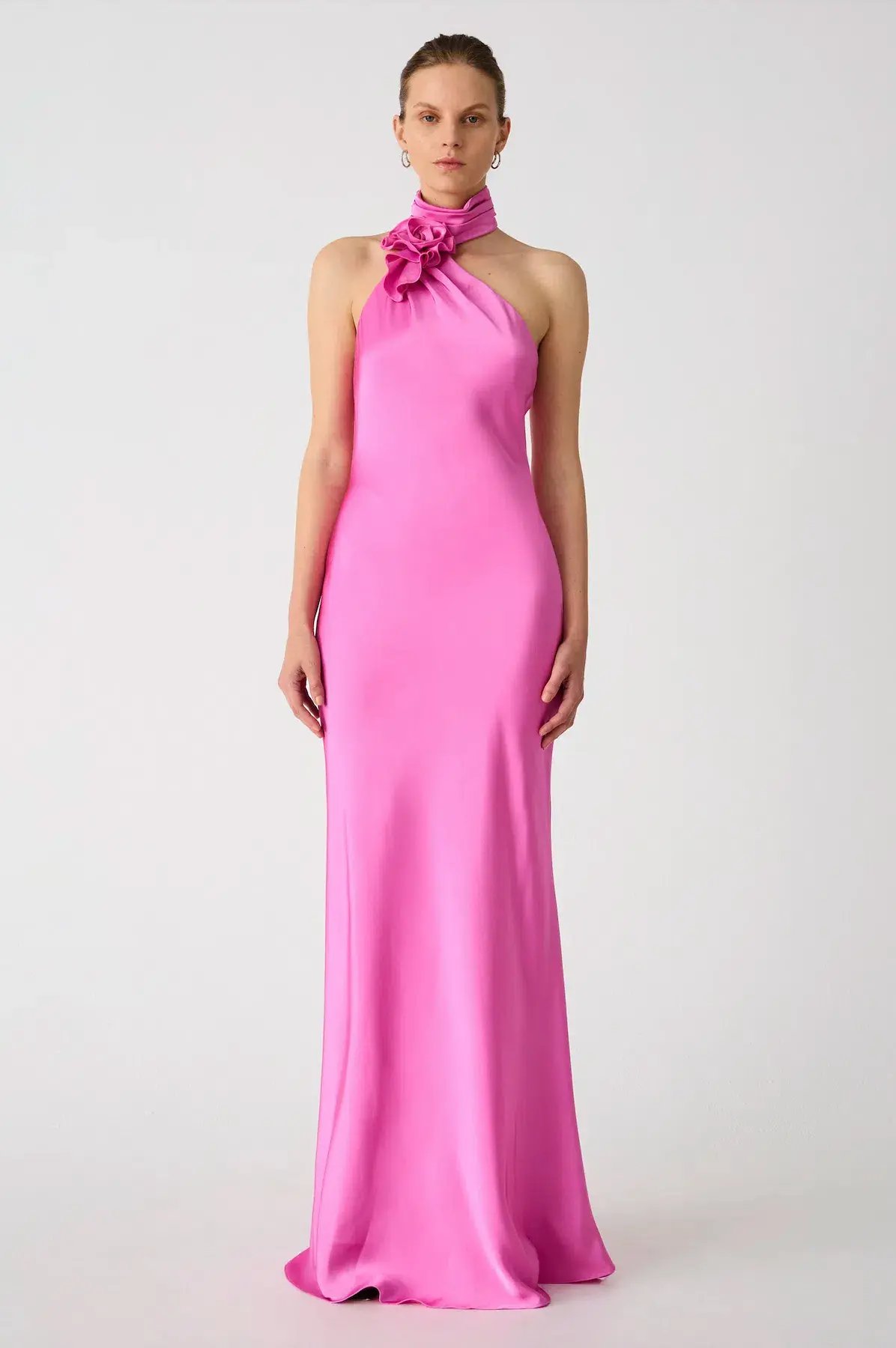 Misha Teresa Satin Gown Pink/Purple Rose Size 8/S photo 5