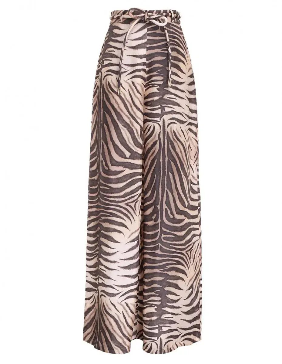 Zimmermann Luminous Smock Top and Wide Leg Pants Set Zebra Print Size 1 / AU 10 photo 2