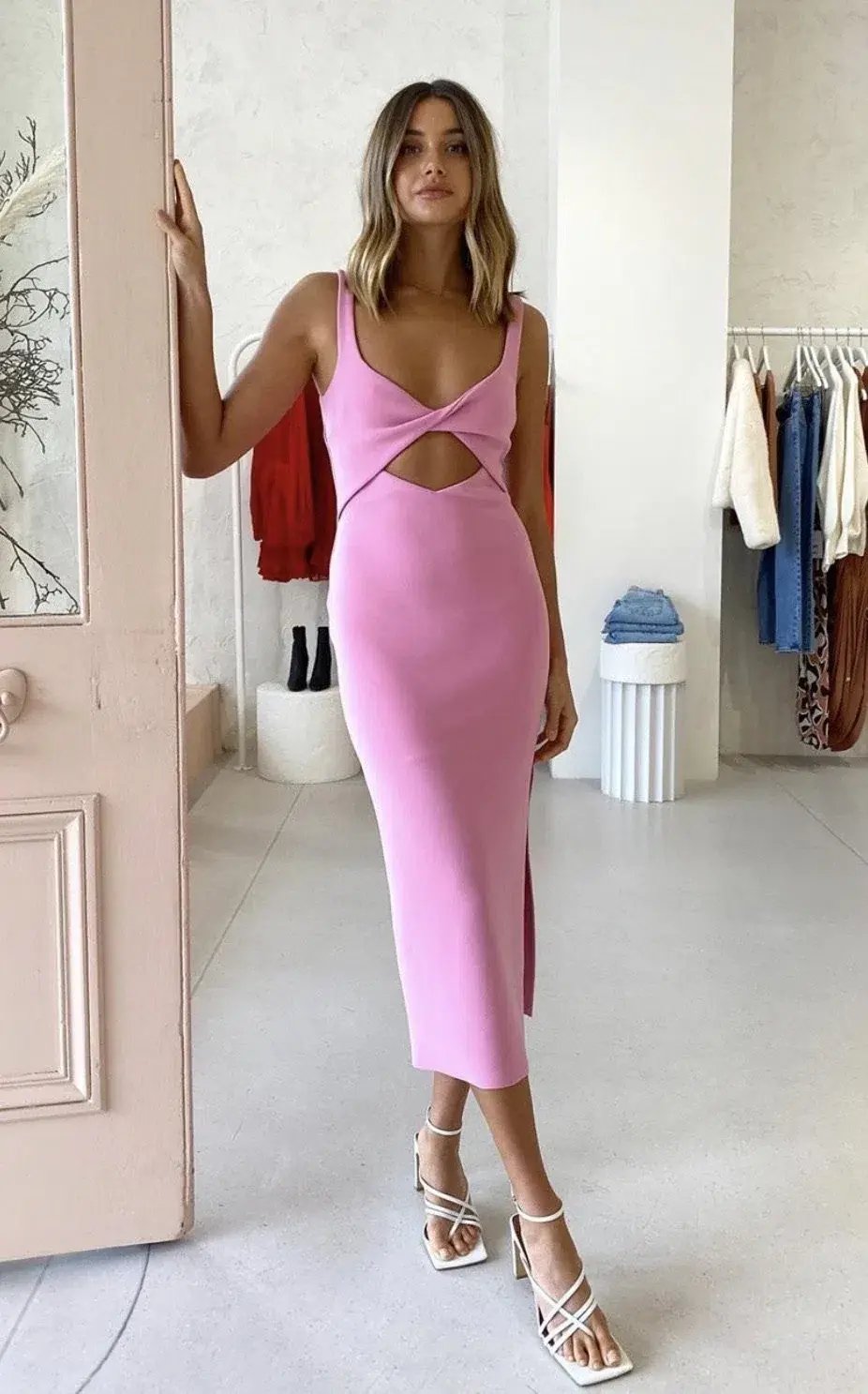 Bec & Bridge Joelle Midi Dress Pink Size 10 photo 3