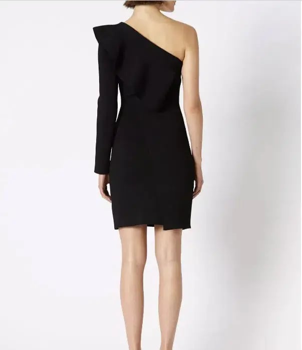 Scanlan Theodore Crepe Knit Ruffle Sleeve Dress Black Size XS / Au 6 photo 3