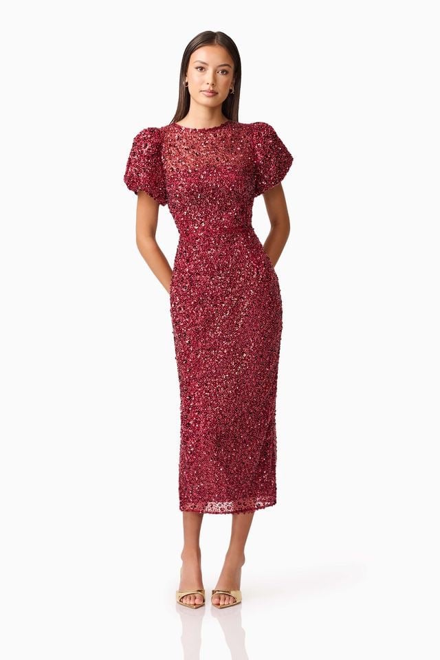 Elliatt Carmen Midi Dress - Berry photo 3
