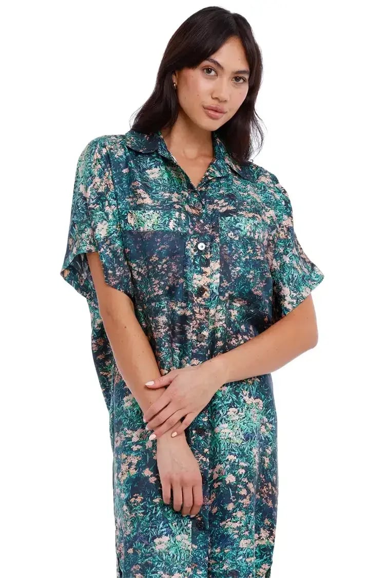 Ginger & Smart Night Grass Mini Shirt Dress Multi Size 14 photo 4