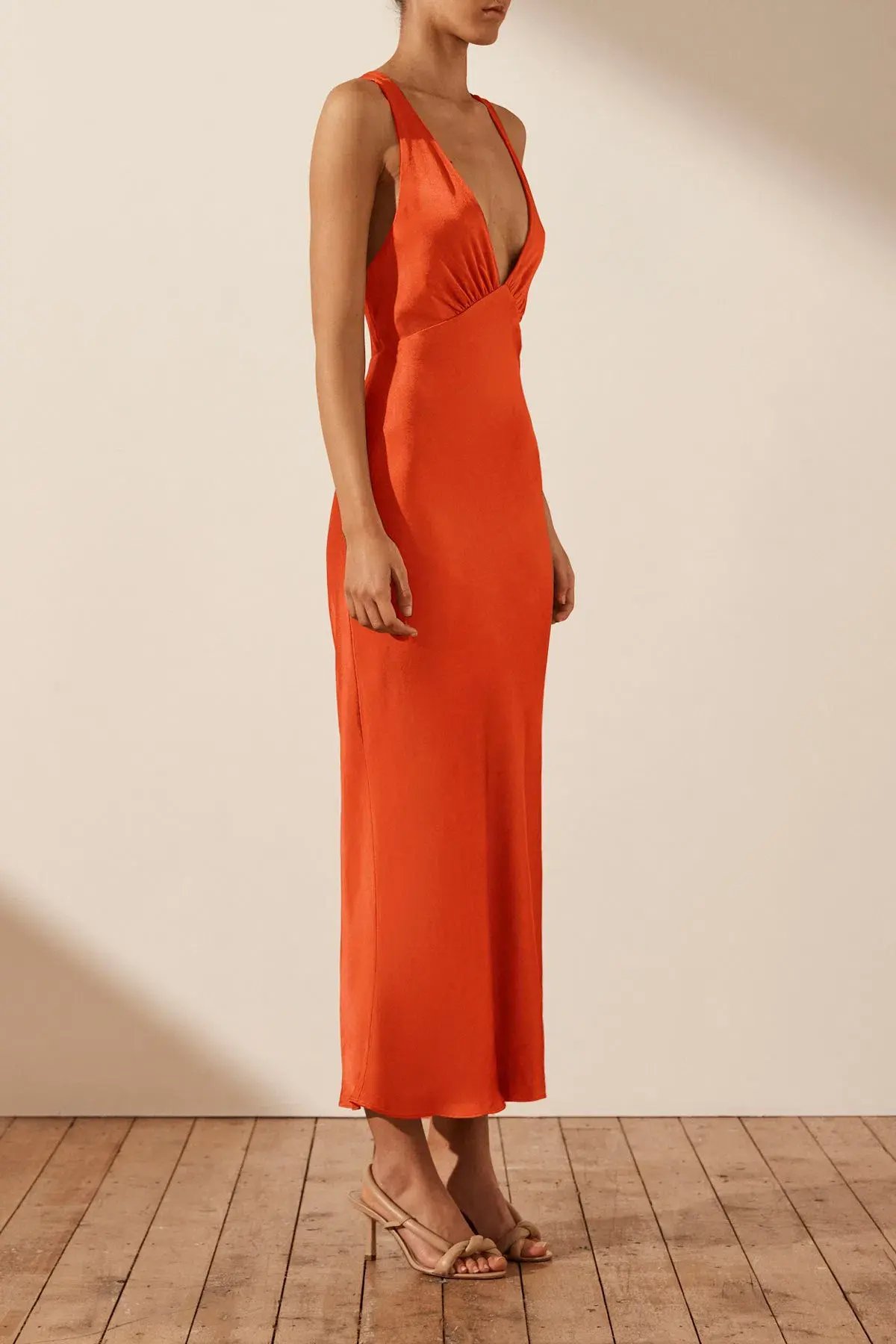 Shona Joy Milo Plunge Cross Back Dress Hibiscus Size 10 photo 2