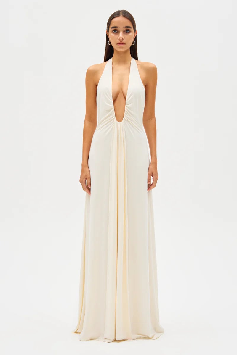 Misha Collection Jennifer Cupro Maxi Dress - Ivory photo 5