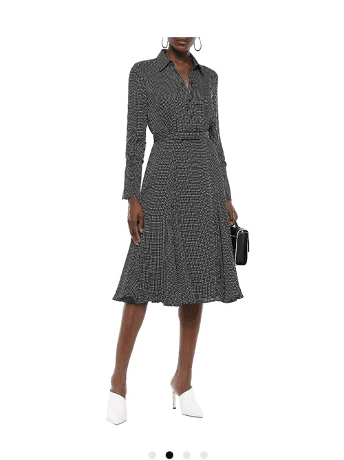 Equipment - Bancort belted black checked crepe de chine shirt dress size 8 photo 2