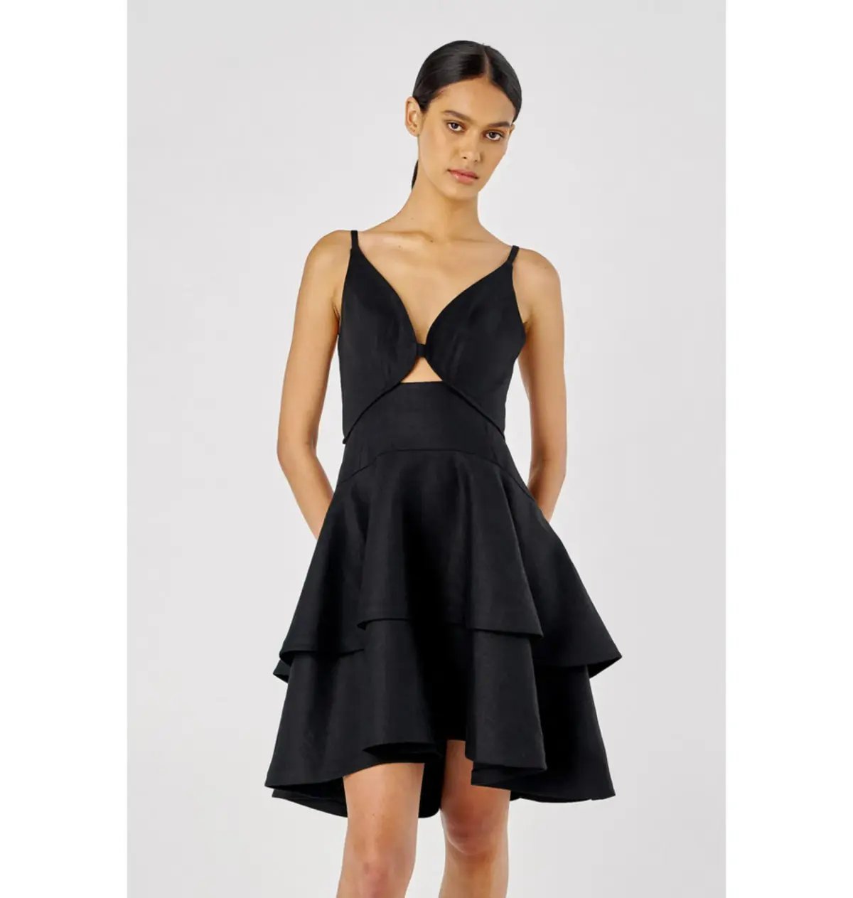 Oroton Tiered Bodice Dress Black Size AU 8 photo 2