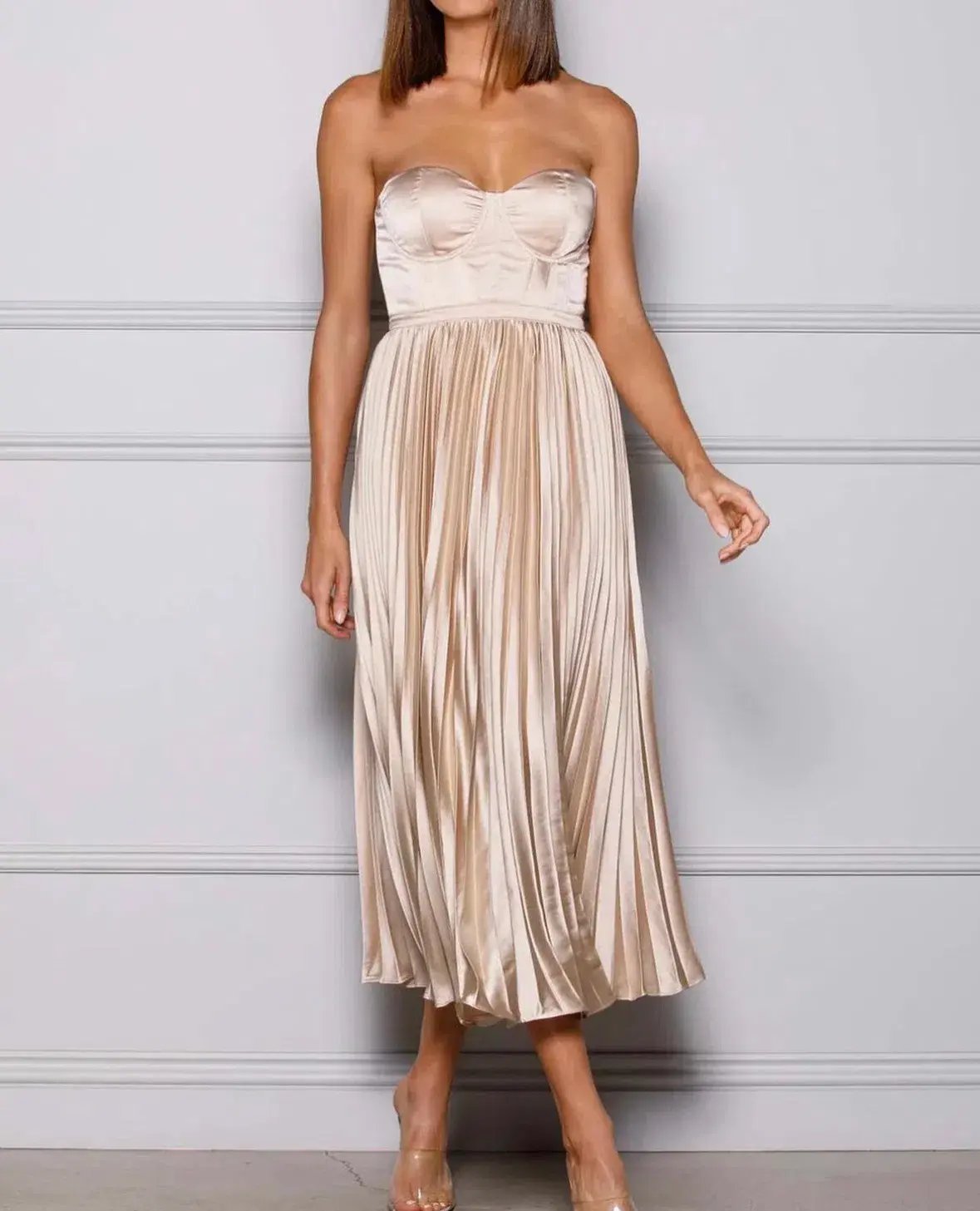Elle Zeitoune Milan Dress in Champaign Size AU 6 photo 3