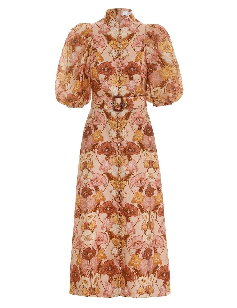 Zimmermann Tempo Puff Sleeve Day Dress in Toffee Nouveau Size 1 / Au 10 photo 2