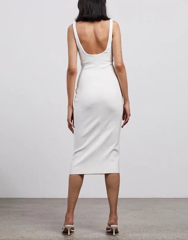 Bec and Bridge Hana Tuck Midi Dress Ivory Size 8 photo 3
