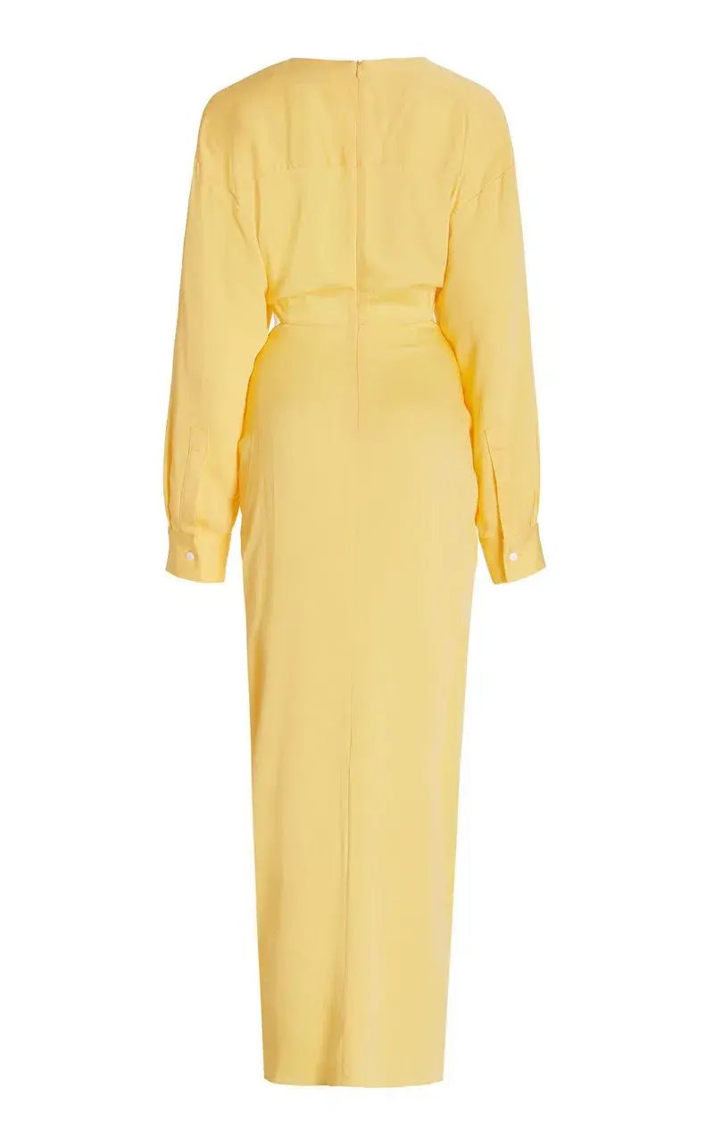 Christopher Esber Ruched Cutout Woven Maxi Dress Yellow Size 10 photo 5