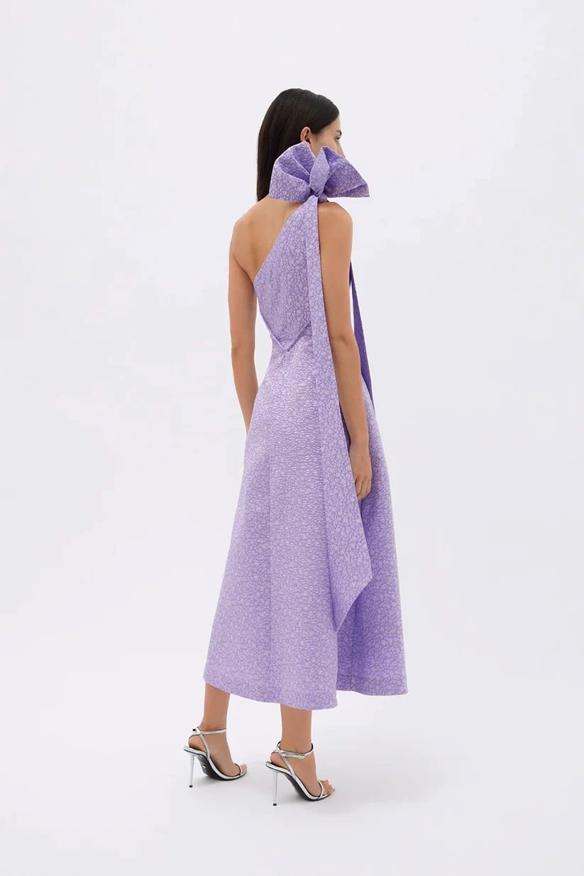 Rachel Gilbert Emiliano Lilac Asymmetric Midi Dress photo 4