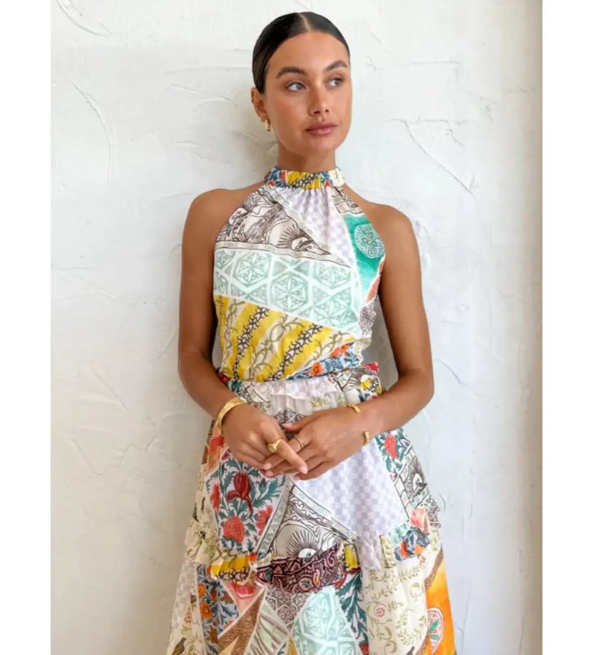 Kate Ford Zellejie Long Layered Maxi Dress Multi Print Size AU 6 photo 5
