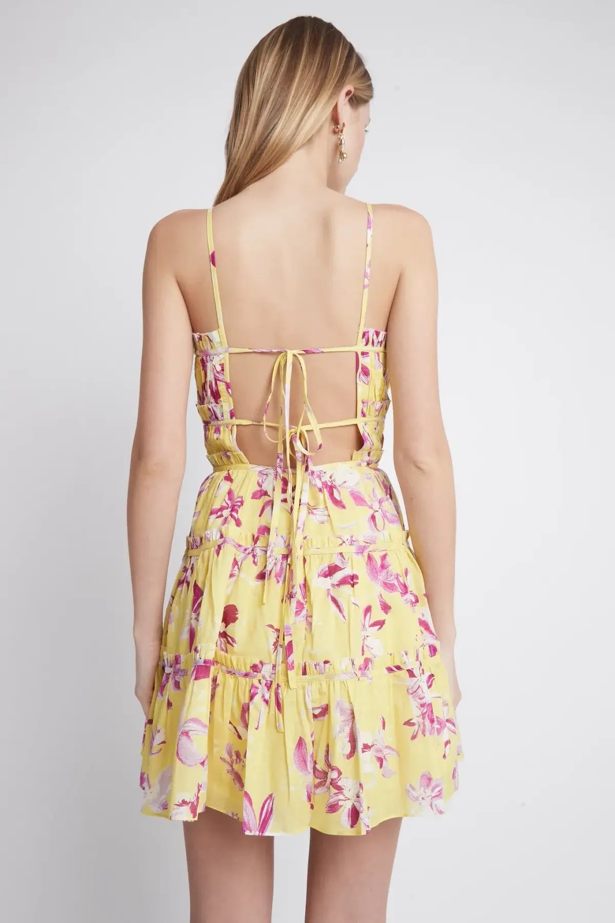 Aje Wildflower Mini Dress in Sunshine Fuchsia Floral Size 8 photo 3