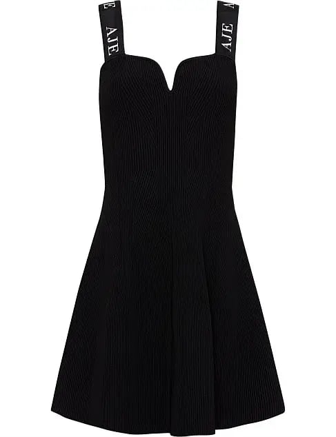 Aje Amber Knit Tie Shoulder Mini Dress Black Size 12 photo 6