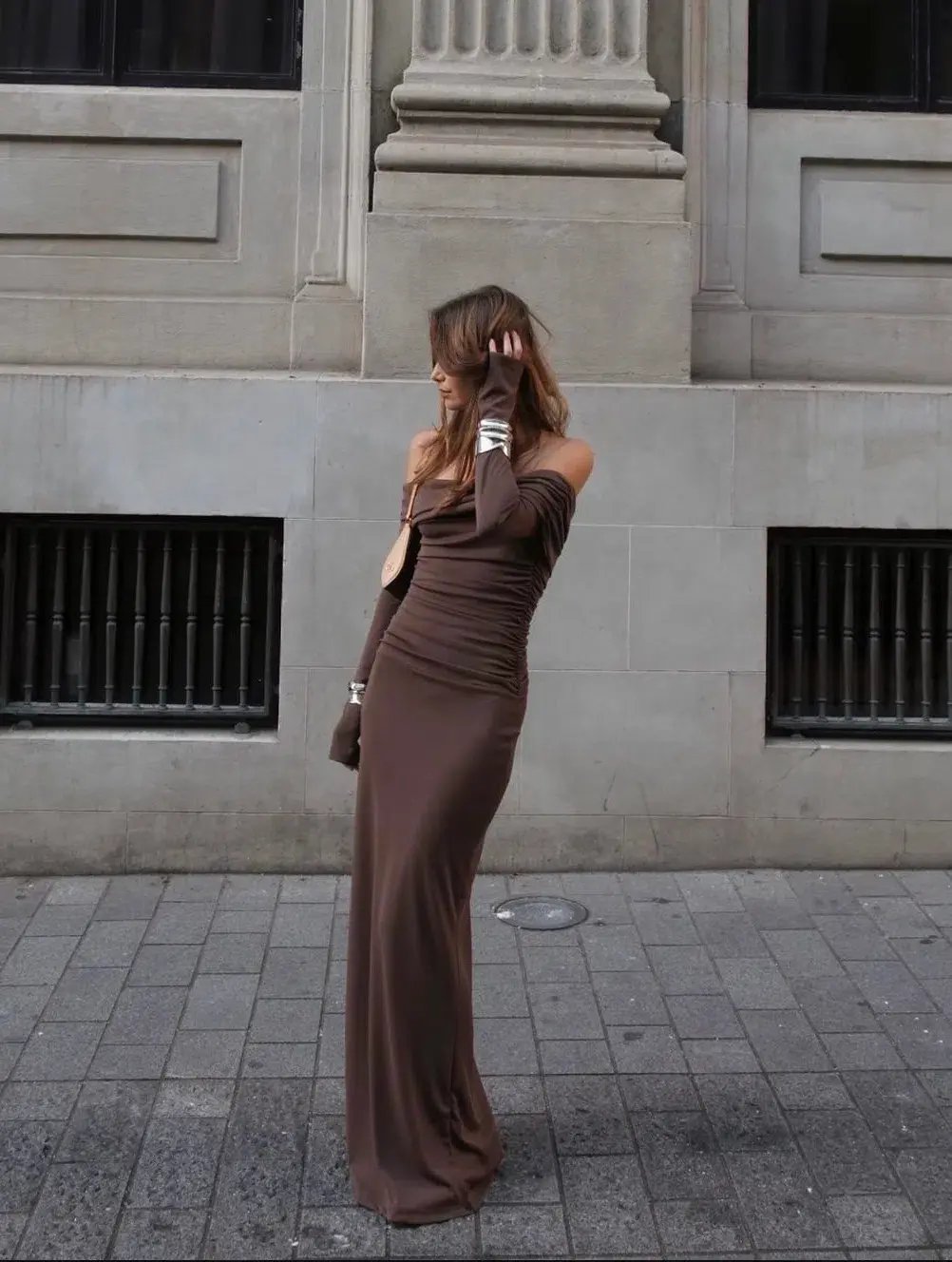 Benni Lorena Maxi Dress Ash Brown Size 8 photo 3
