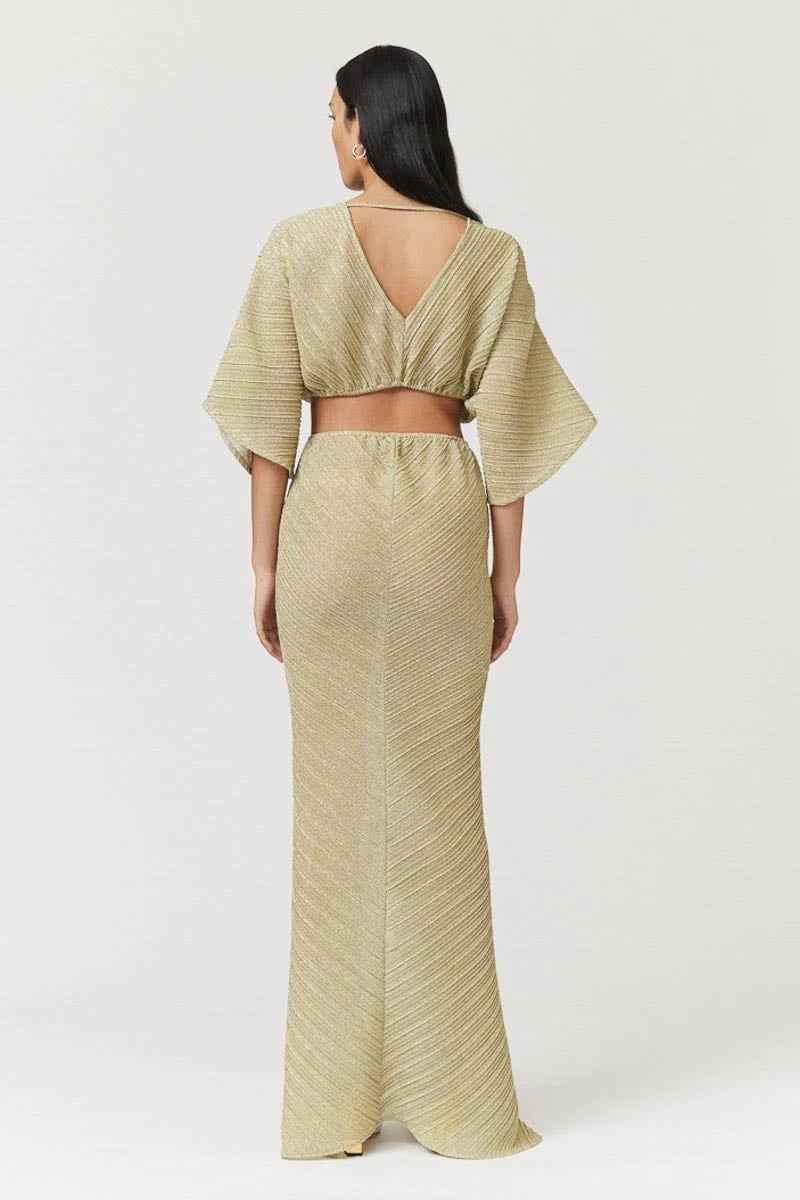 SUBOO STEVIE CROSS OVER MIDI DRESS - GOLD photo 2