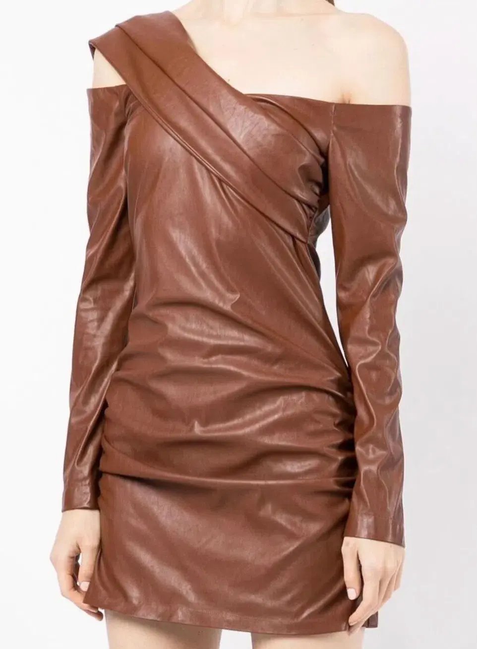 Manning Cartell Asymmetrical Long Sleeve Mini Dress Brown Size 10 photo 2