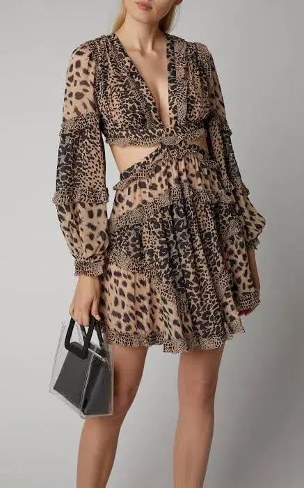 Zimmermann Allia Cut Out Mini Dress Print Size 0 / AU 8 photo 2