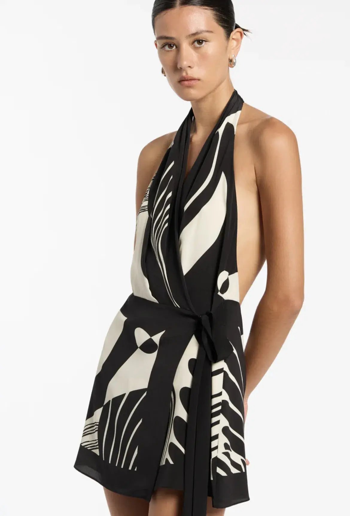 Sir The Label Realisme Wrap Halter Mini Dress in Papier Size 0 / AU 6 photo 4