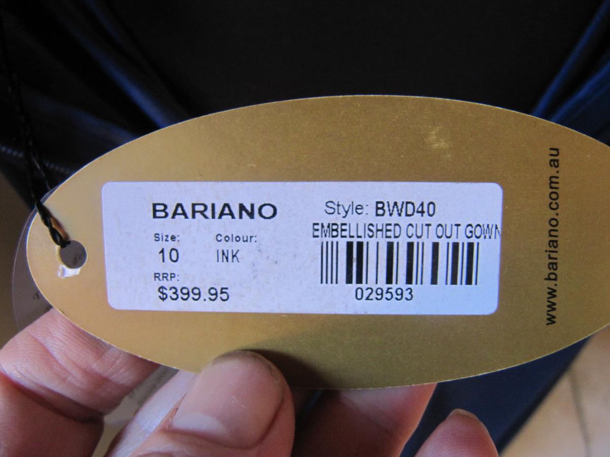 Bariano Embelished cut out gown Dress Navy Size 10 photo 5