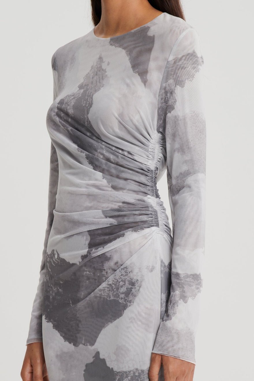 Scanlan Theodore Mesh Cloud Print Dress - Grey photo 2