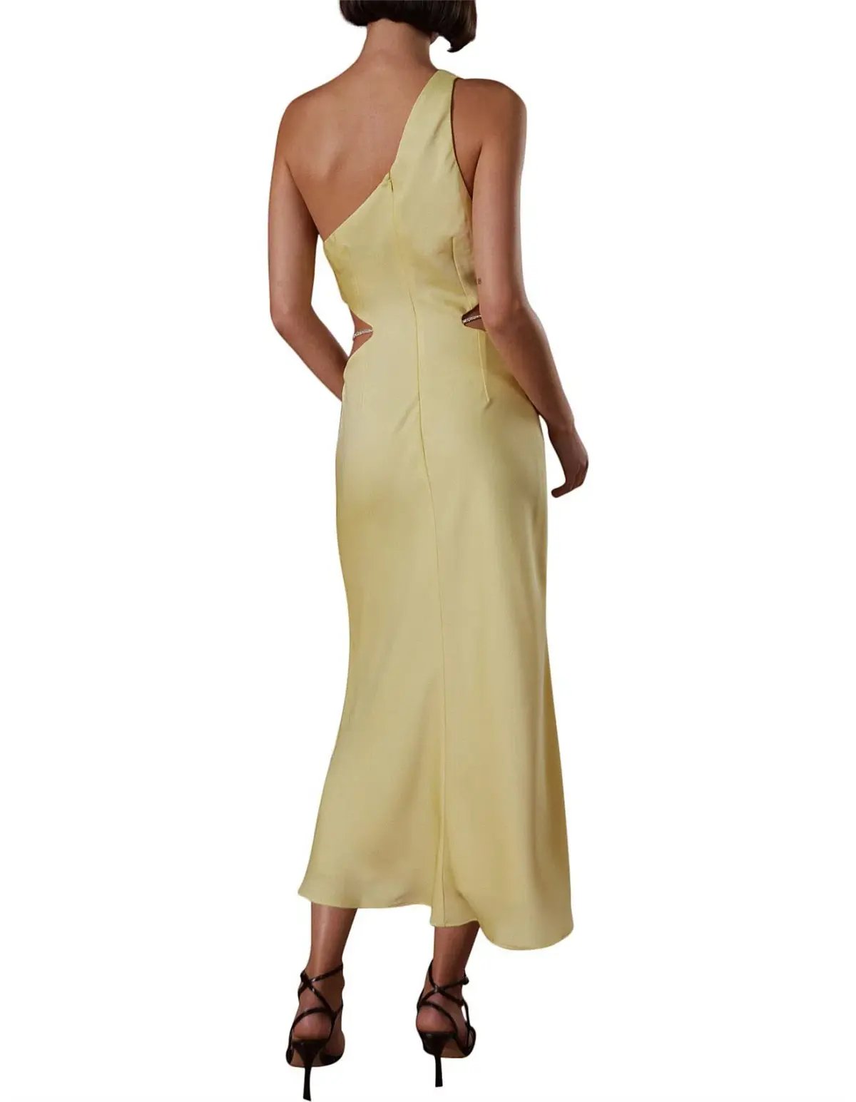 Misha Dimitra Satin Midi Dress Yellow Size AU 10 photo 2