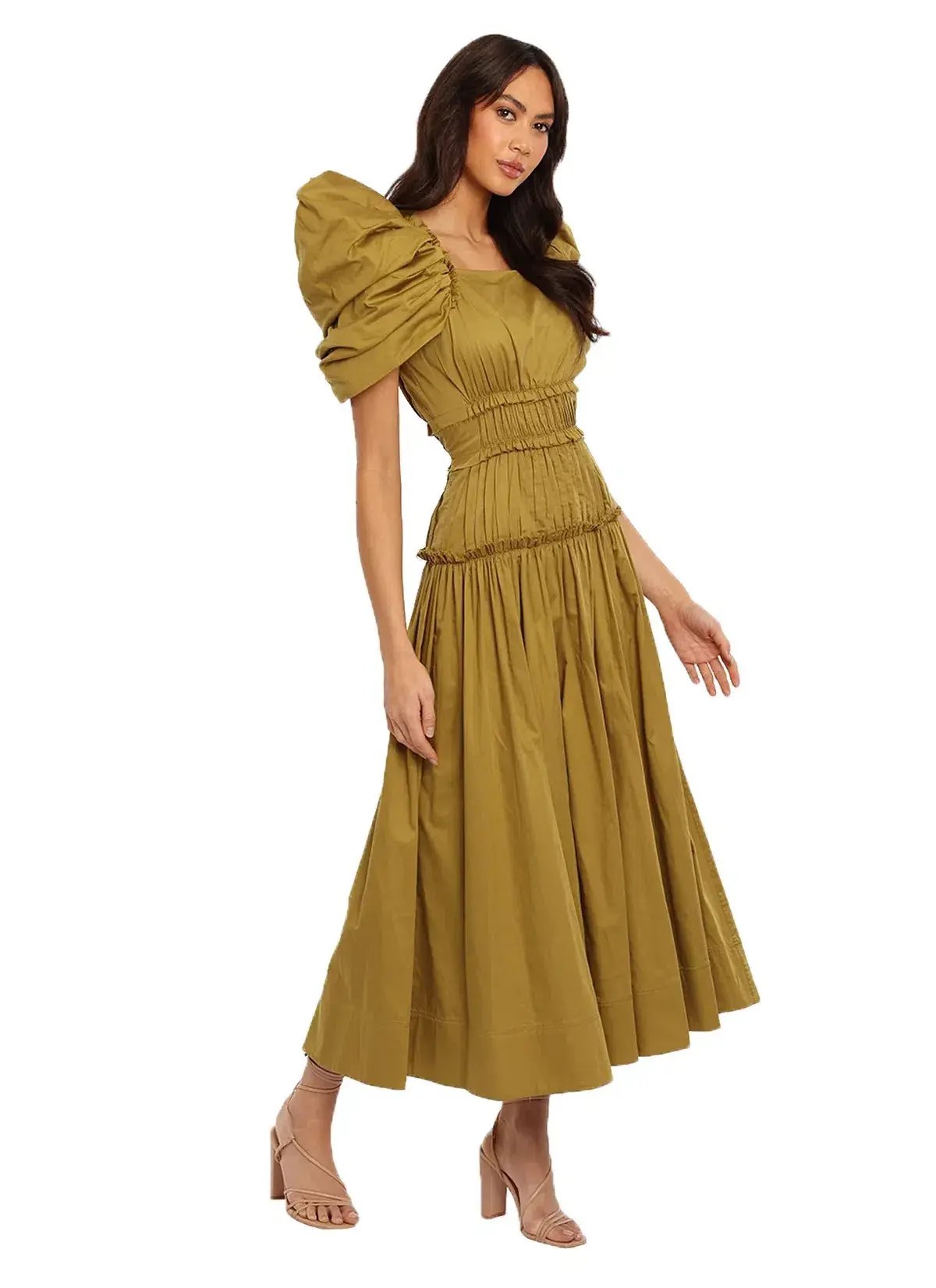 Aje Frequency Midi Dress Khaki Size 6 photo 2