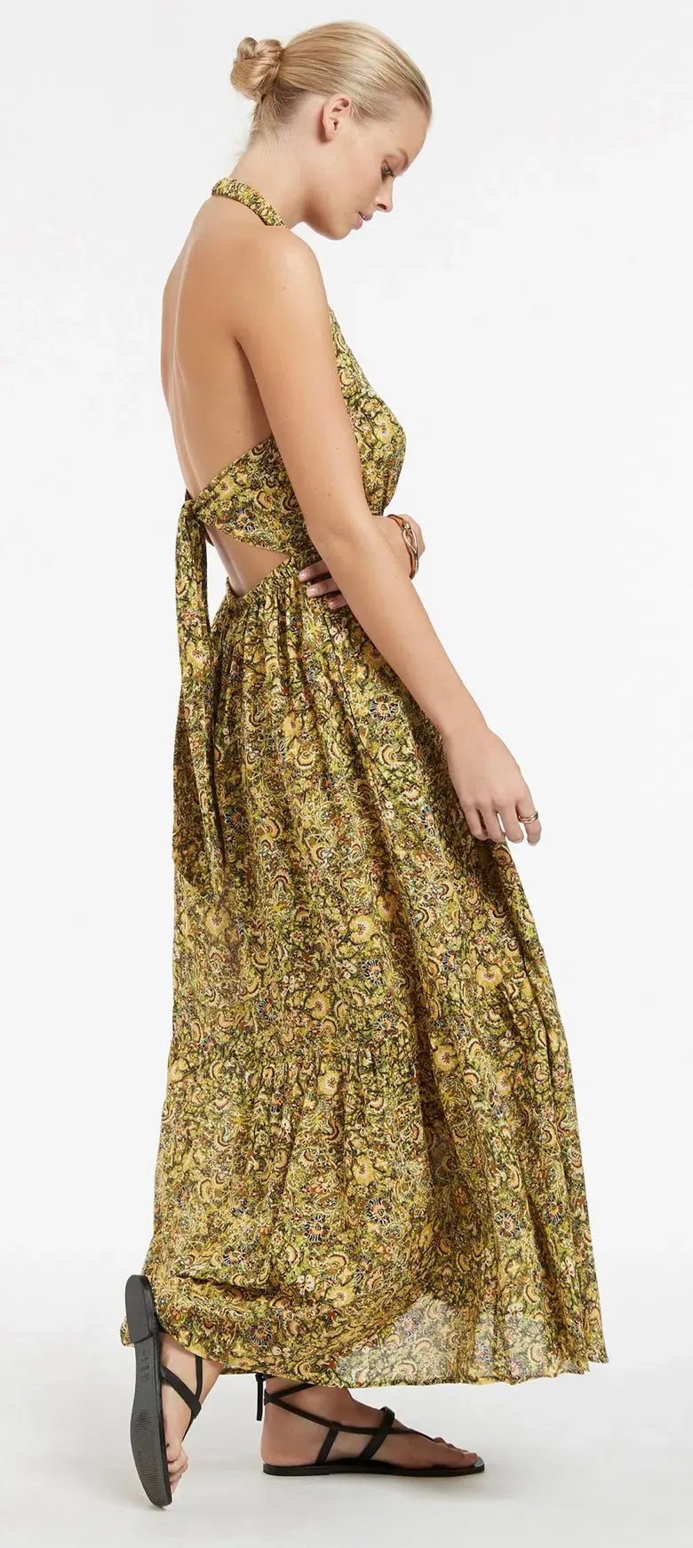Jets Majorelle Tie Back Maxi Dress Print Size M photo 2