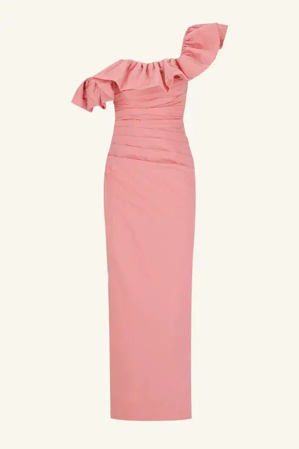 Shona Joy Campbell Ruffle Draped Maxi Dress Bubblegum Size 12 photo 4