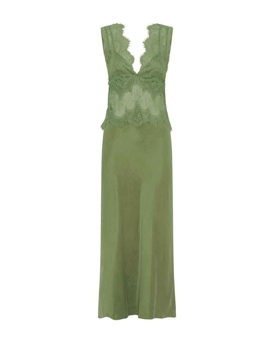 Third Form Visions Lace Deep V Neck Maxi Dress - Sage photo 2