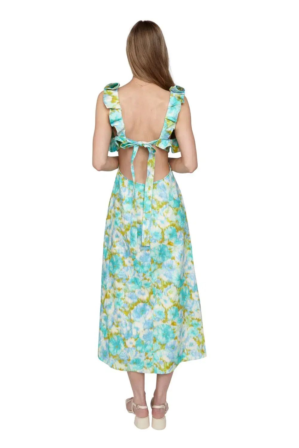 Zimmermann High Tide Frilled Midi in Aqua Floral Size 1 photo 2
