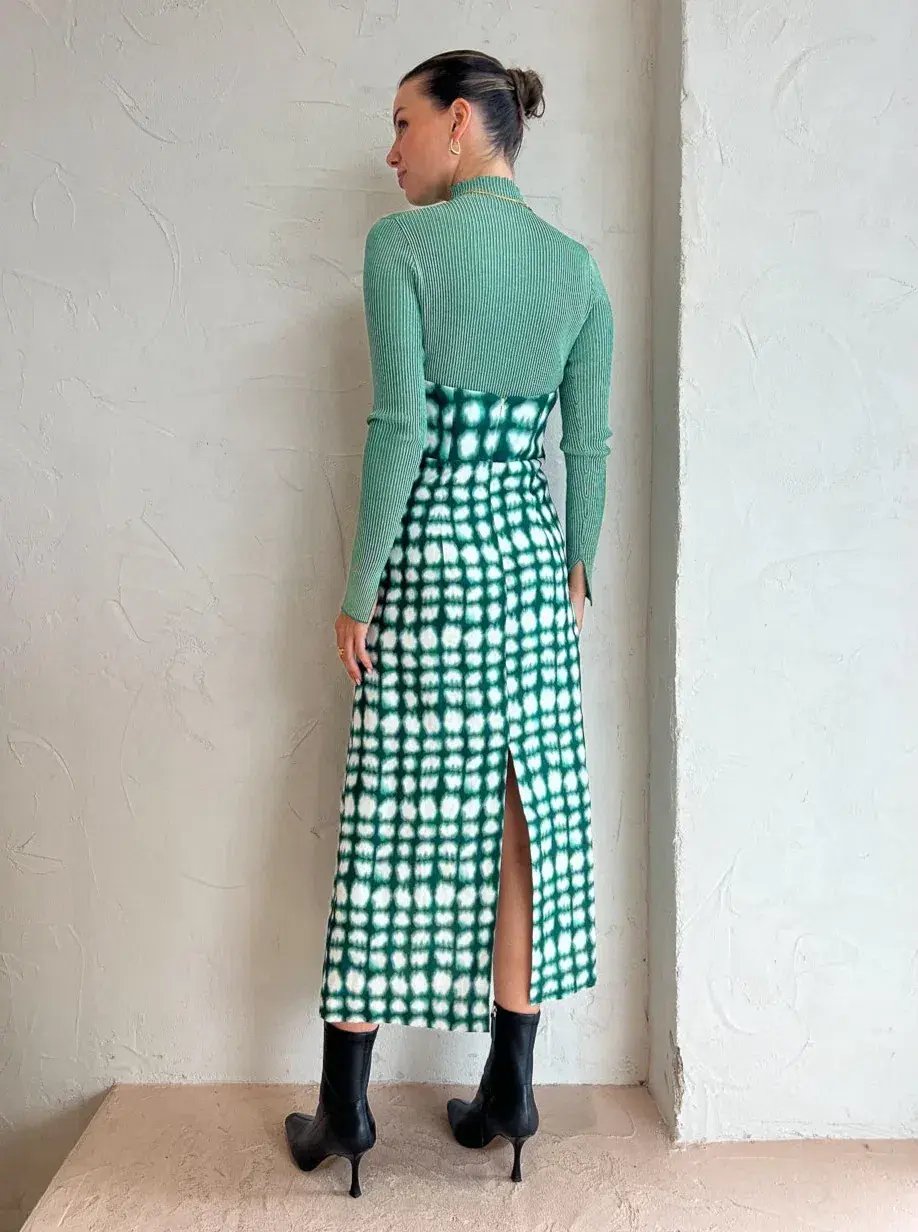 Roame Perez Dress in Emerald Shibori Print Midi Dress Green Print Size 2/AU 10 photo 2