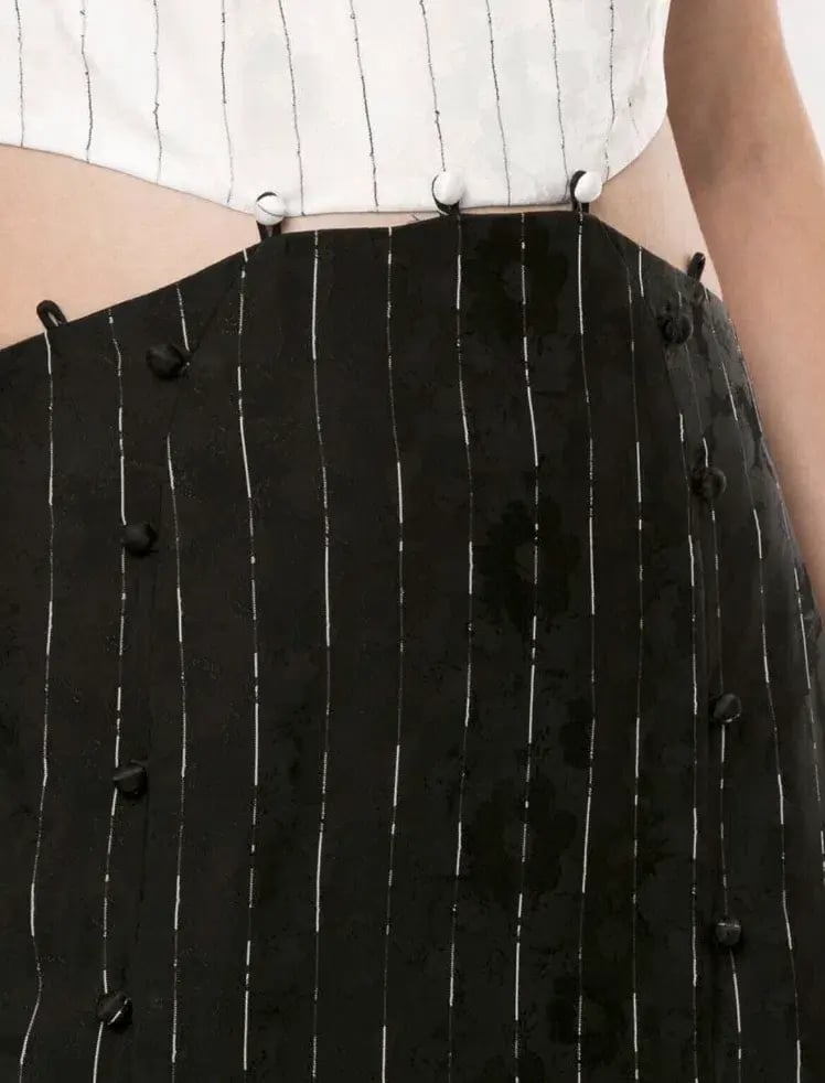 Dion Lee Pinstripe Tie Gown Black/Ivory Size 8 photo 3