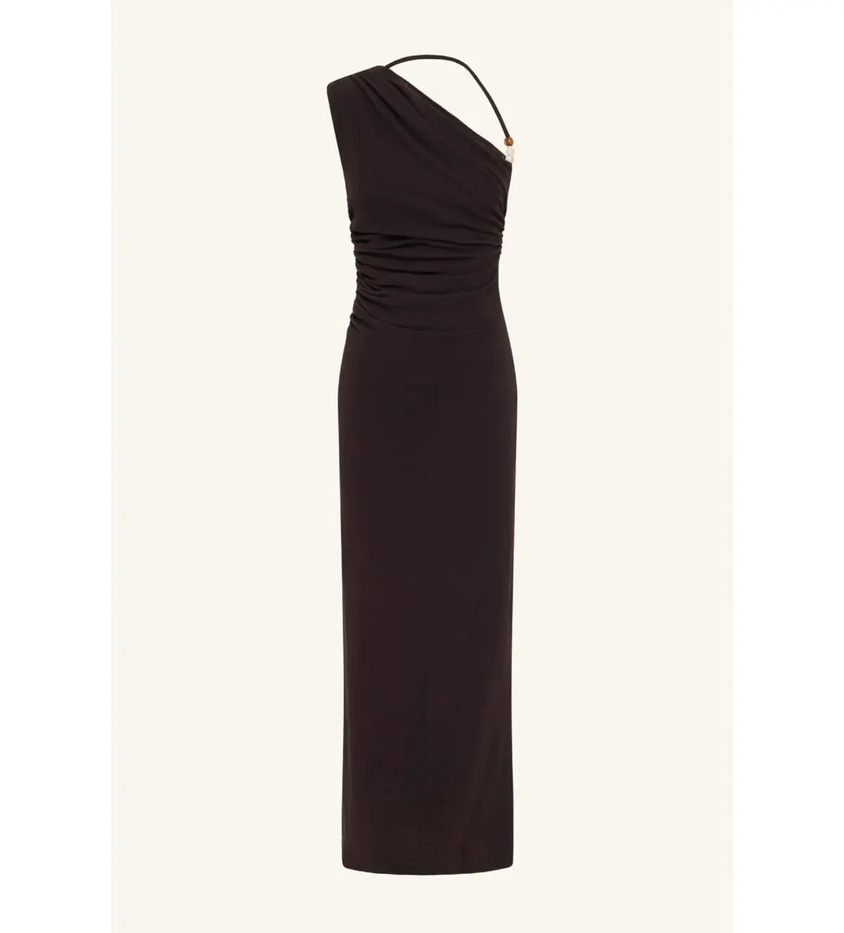 Shona Joy Beau Gathered Asymmetrical Midi Dress in Espresso Size XS / AU 6 photo 6