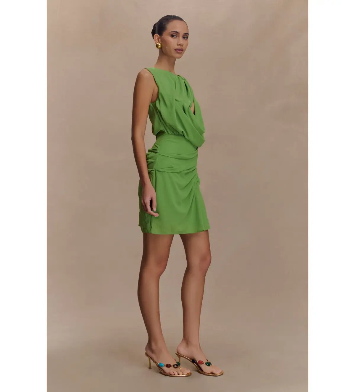 Meshki Oria Chiffon Mini Dress Green Size XXL/AU 16 photo 3