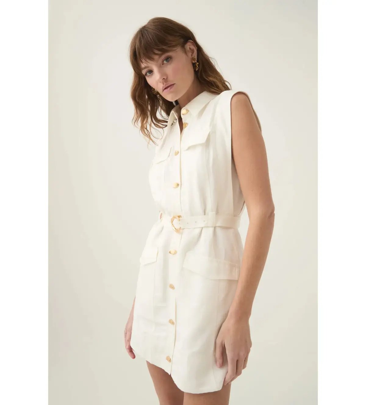 Aje Dulcet Logo Mini Dress in Ivory Size AU 8 photo 2