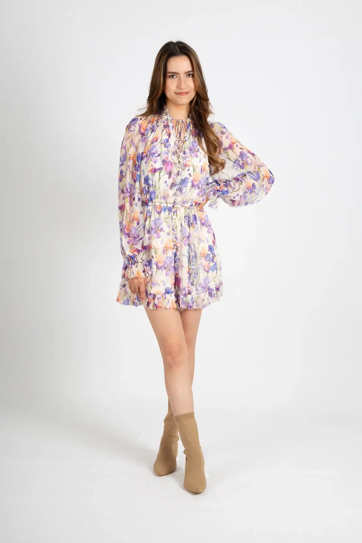 Zimmermann Tama Ruffle Mini Dress Floral Size 0 / AU 8 photo 2