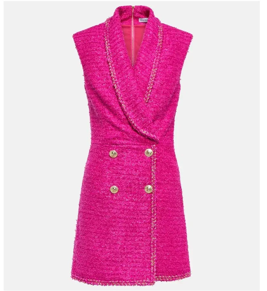 Rebecca Vallance Palais Sleeveless Tweed Blazer Mini Dress Pink Size AU 10 photo 5