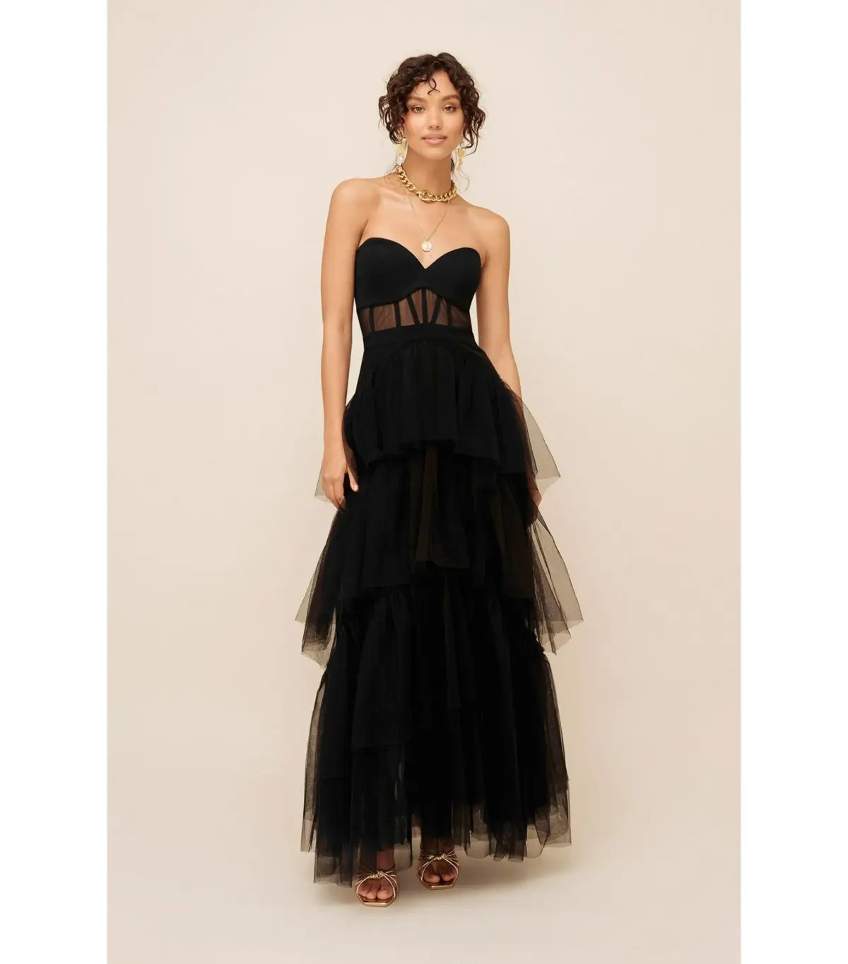 Sheike Cindy Mesh Tiered Dress Black Size AU 8 photo 2