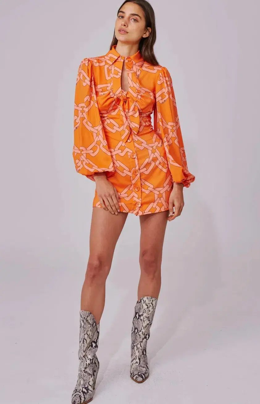 C/MEO Collective Mornings Mini Dress Tangerine Chain Size S / AU 8 photo 5